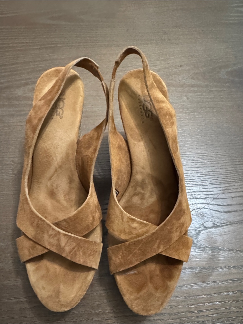 UGG Tan Suede Crisscross Slingback Sandals